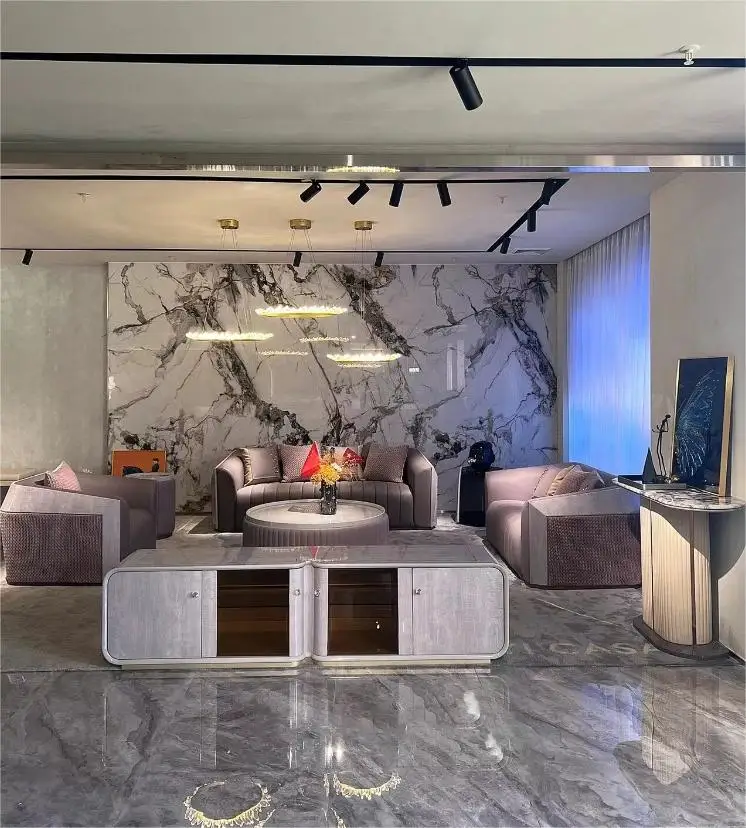 single sofa Italian light luxury combination post-modern suite living room modern style solid wood leather complete furniture