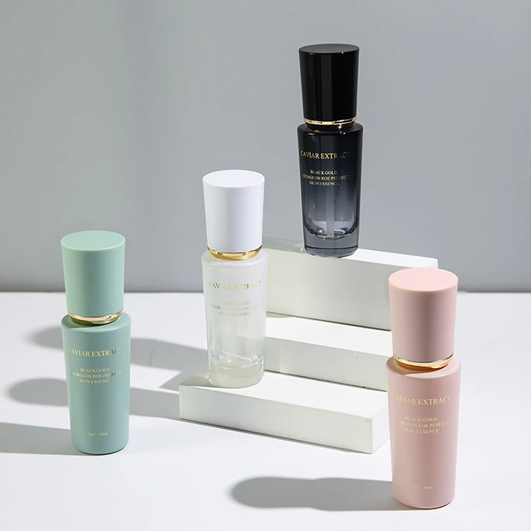 Exquisite luxury conical glass bottle for cosmetic skin care packaging 120ml 110ml 30ml pump bottle 50g 30g 1OZ glass cream jar