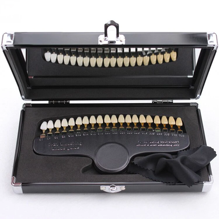 3D Shade Guide Tooth Shade Chart Board Color Comparator W/ Mirror Cold Light Teeth White Bleaching Dental Plate Teeth Whitening