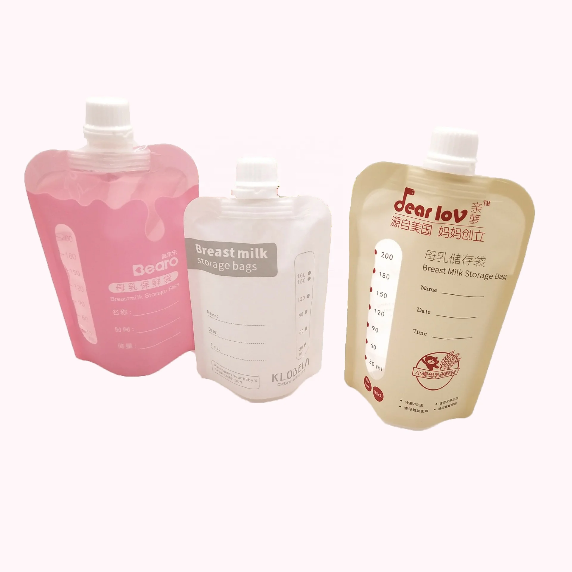 
200Ml Irradiation Sterilization Breast Milk Bag Double Zipper Milk Storage Bag Plastic Bag 