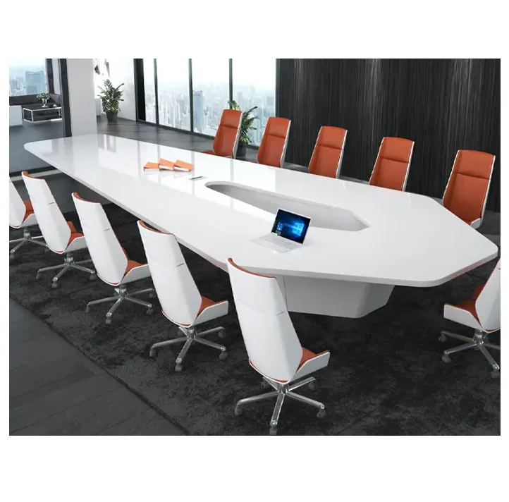 glossy white 8~14 seat conference meeting table custom special design boardroom conference table for sale