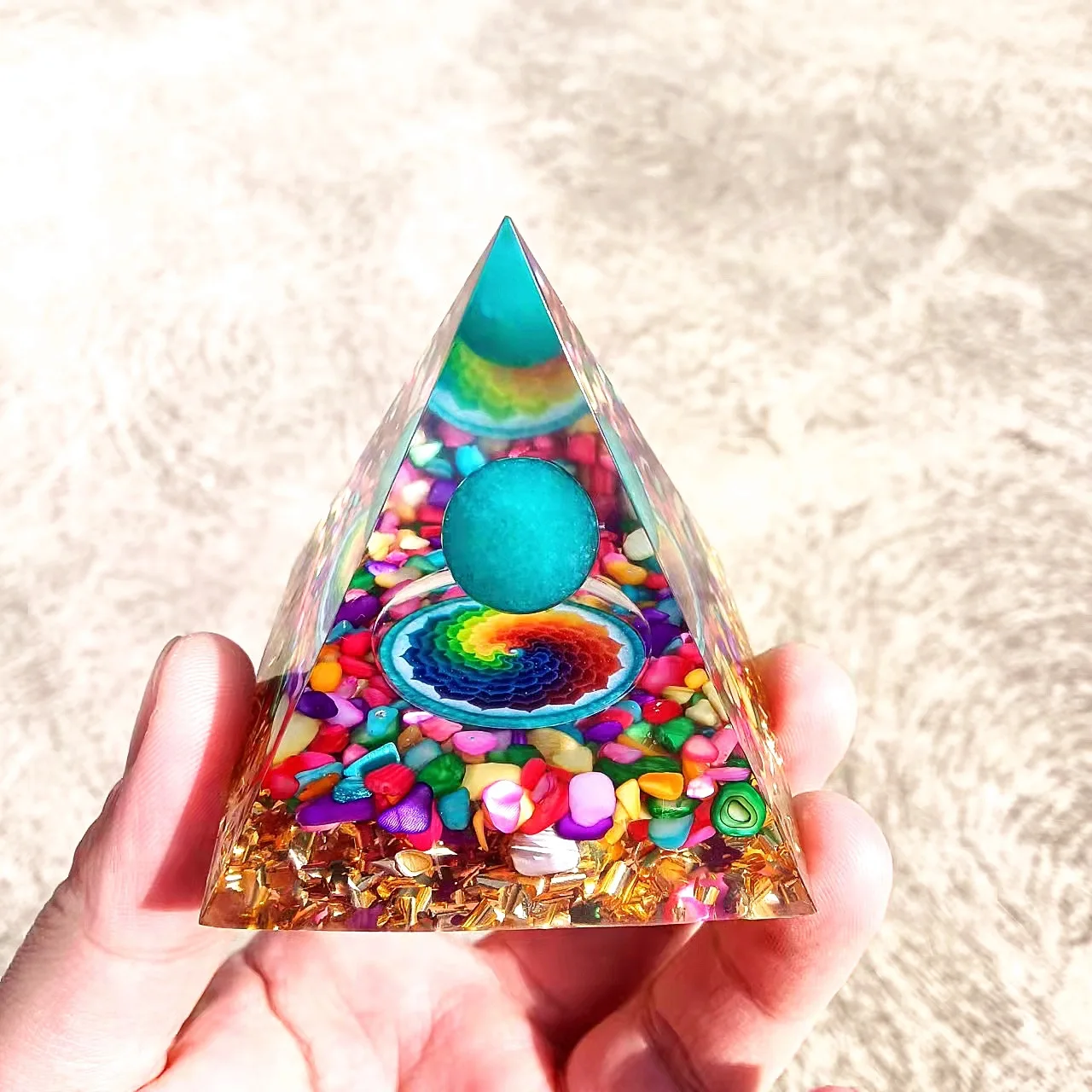 2024 new products DIY Handmade orgonite pyramid turquoise stone orgone energy generator healing chakra reiki gather wealth home