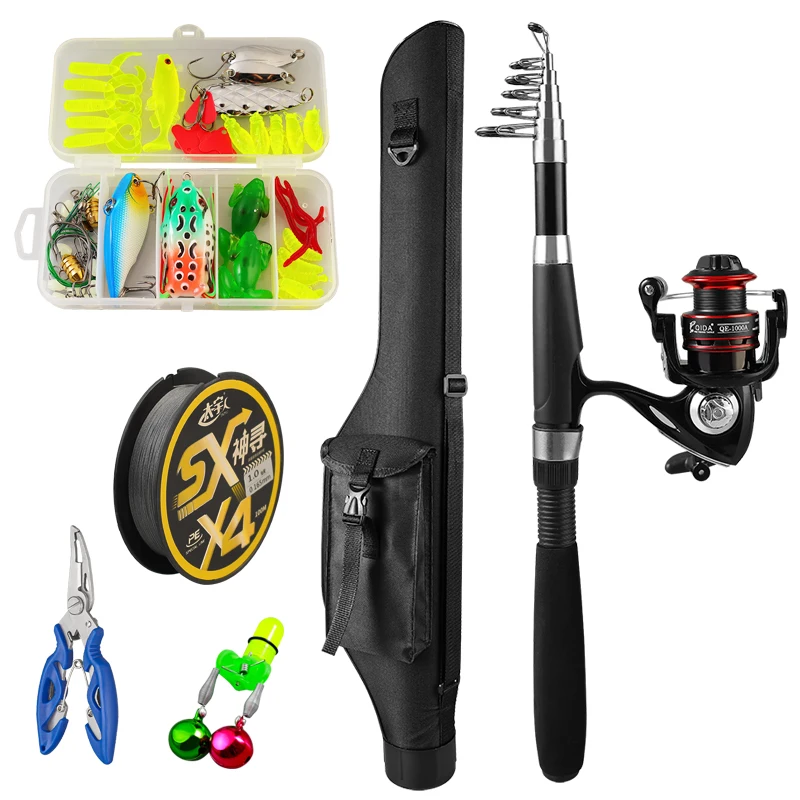 Palmer 2.1m telescopic spinning fishing rod combo and reel full kit fiberglass sea fishing rod and reel combos fishing rod set
