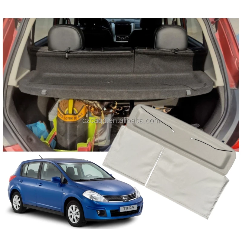 Car Accessories Retractable Rear Trunk Parcel Shelf Blind Luggage Sunshade cargo Cover for Nissan Tiida 2005-2010 Beige style