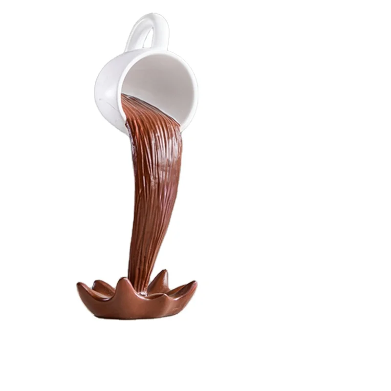 Art Sculpture  for Home Decoration Cup Coffee 3d Model Ornament Resin Statues Floating Coffee Cup