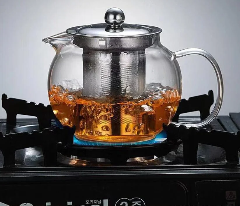 Creative Gift thermostable transparent glass teapot Kung Fu tea set with 304 stainless steel filter tea kettle