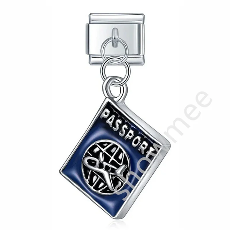 2024 Italian  Charm Stainless Steel   Evil  Music Headset Moon Book EyePendant Italian  Charm Bracelet