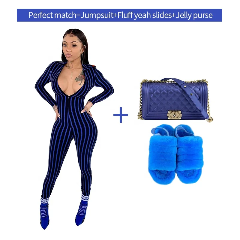Новое поступление, Модные Недорогие удобные Разноцветные полосатые женские комбинезоны, меховые тапочки с кошельком