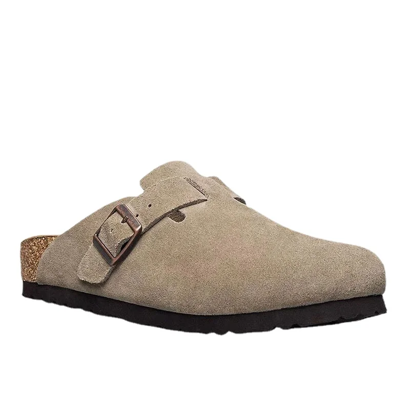Women men Outdoor Casual leather moccasin Slippers Sandals Platform half shoes mules Soft Clogs Cork ladies birkenstock boston