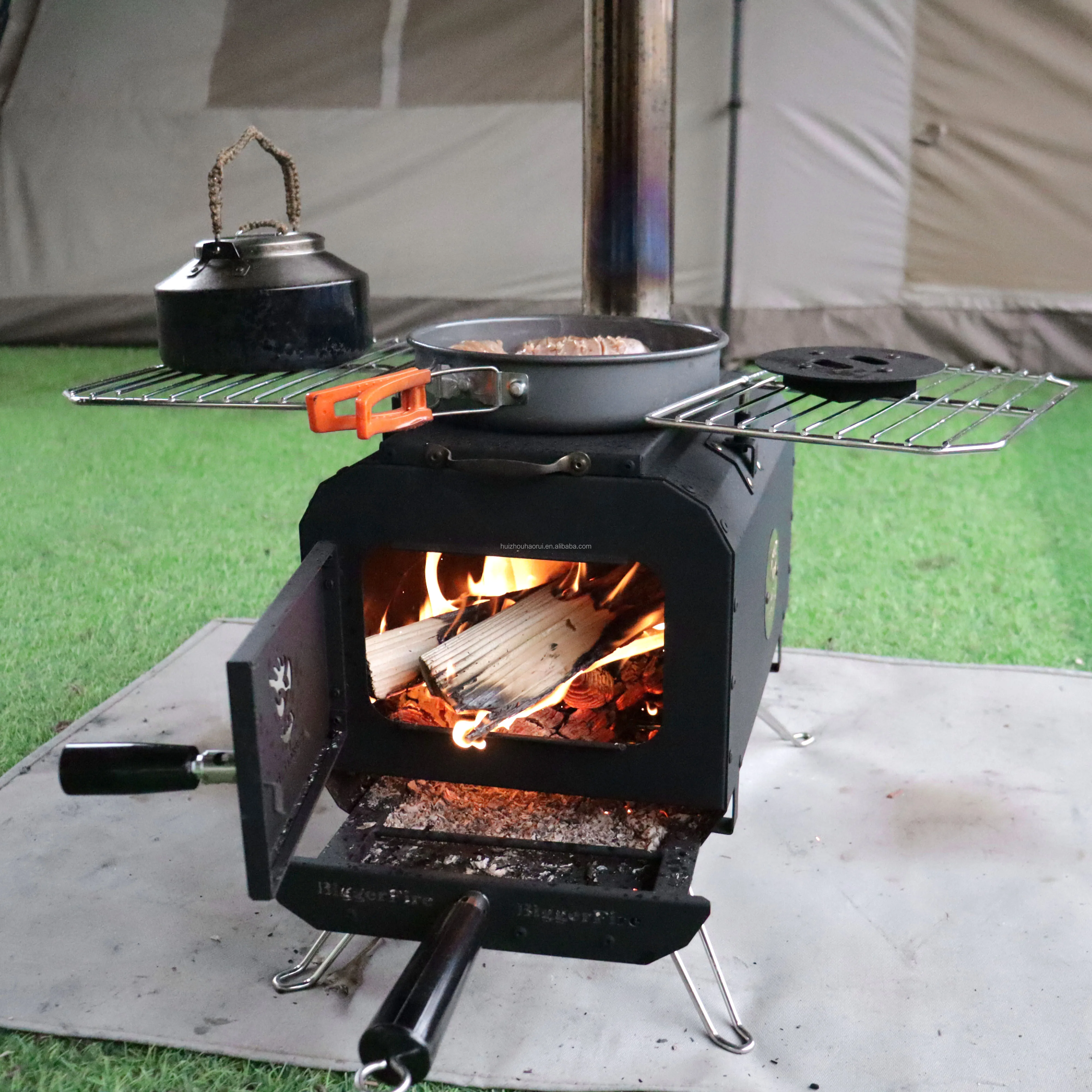 Portable Carbon Steel Outdoor Camping Tent Wood Burning Stove Multifunctional Tent Heating Stove