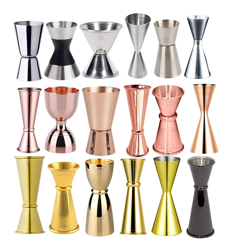 Stainless steel copper silver  golden cocktail jigger double sided bar jigger Japanese jigger with custom logo