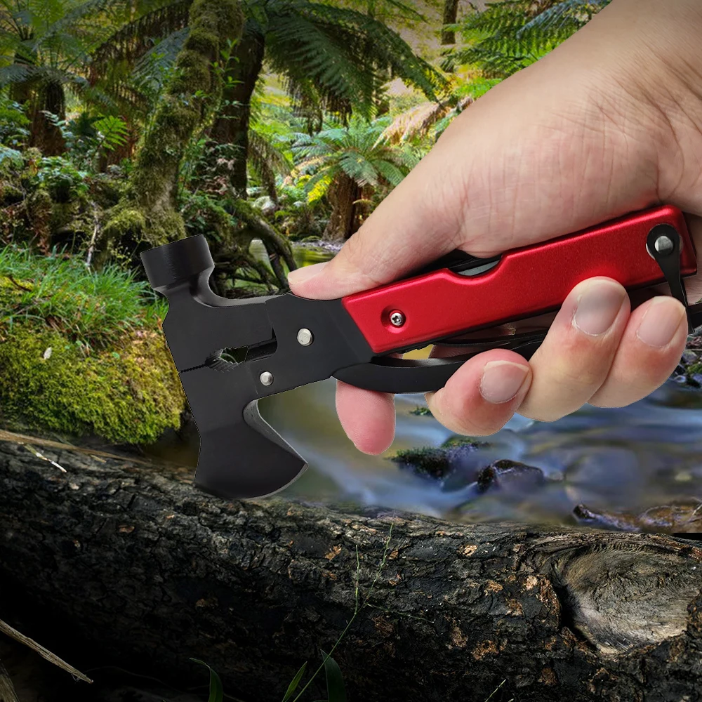 Unique Gifts for men outdoor emergency multi tools with hammer pliers axe saw blade survival gear multitool