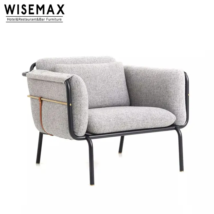 Дизайнерский секционный современный диван среднего века для гостиницы гостиной мебель серый тканевый одноместный