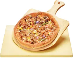 Bamboo Shovel Pizza peel Serving Tray Plate with Pizza Grilling Stone Charcuterie Pizza Spatula Paddle for Baking
