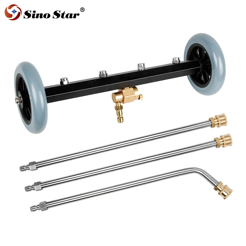 High Pressure Car Washer 4 Nozzle Undercarriage Under Body Chassis Cleaner Water Broom Road Cleaning Tool Kit