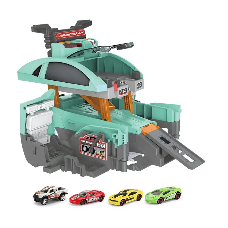 Kids electric city track parking lot plastic toy car garage play set with light and sound