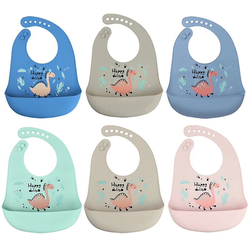 Factory wholesale silicone baby bibs cartoon animal mushie  baby custom silicone bib