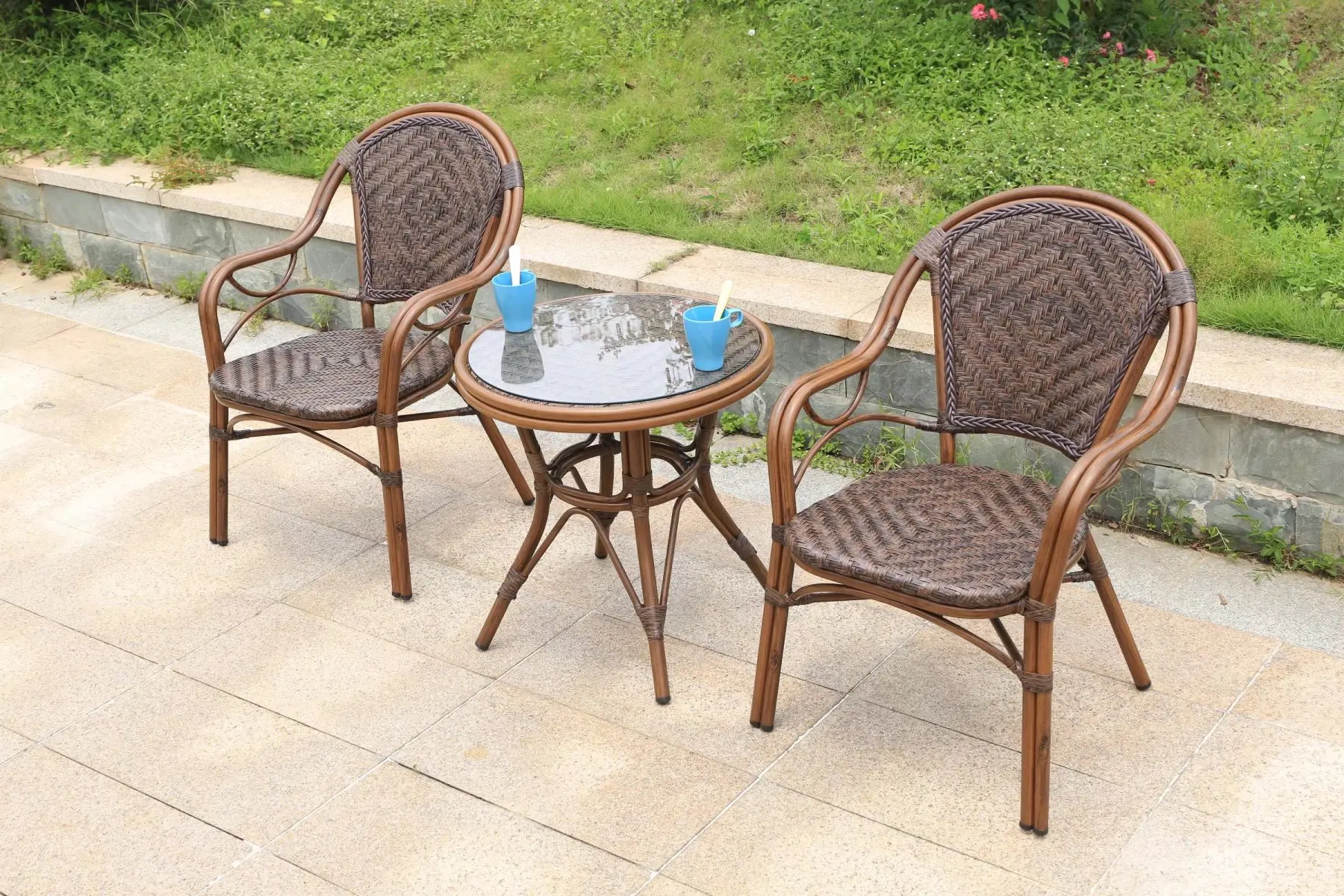 Outdoor balcony milk tea shop cafe chairs the cane chair the court outdoor garden outdoor tables and chairs