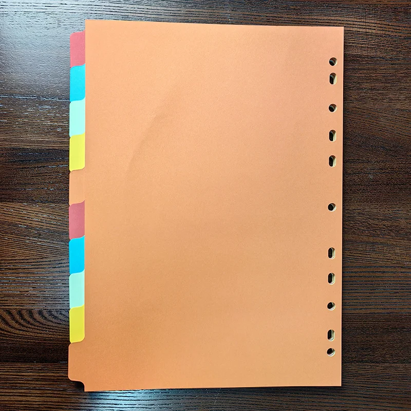 Manufacturer customization colors index divider page with 10 Tabs 5 color Tabs planner Index divider pages