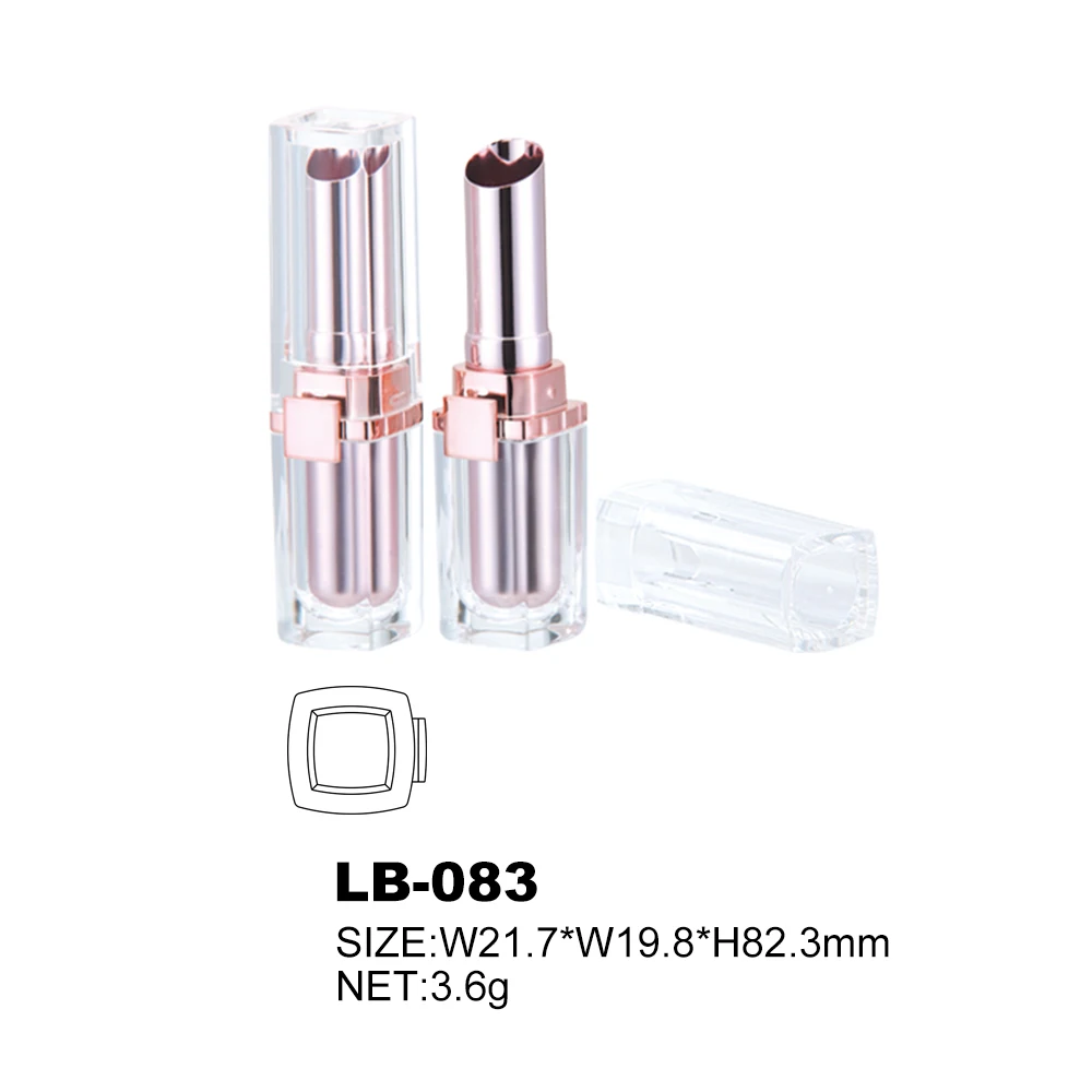 New square lipstick tubes aluminum pink  lip balm tubes