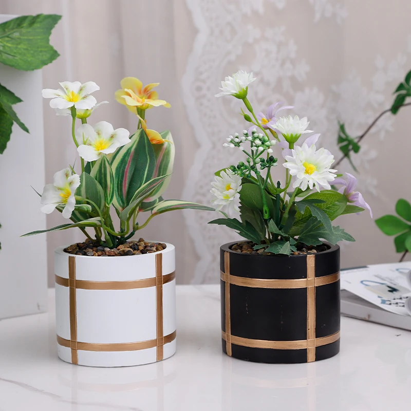 Redeco High Quality Cute Succulent Flower Pot Cement Succulent Flowerpot Small Plant Pots For Garden Home Decoration