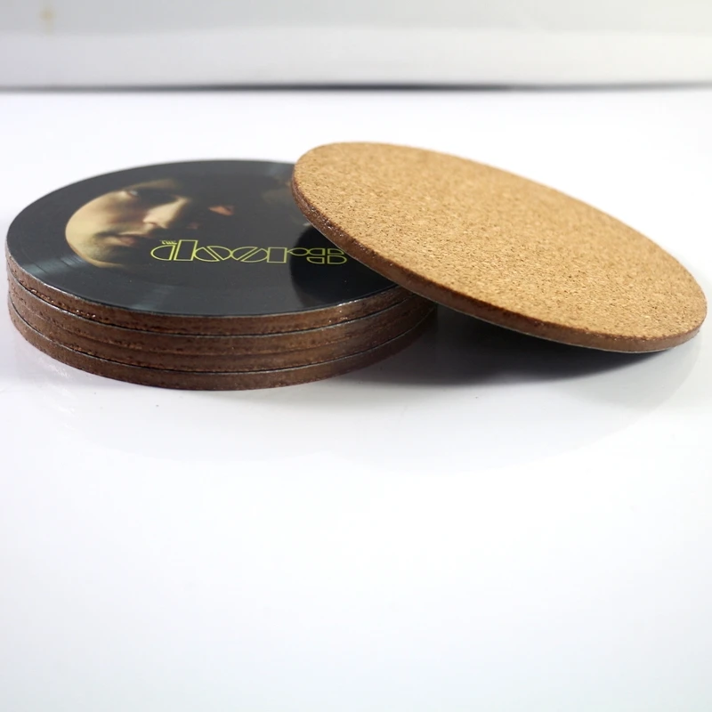 OEM design morrison hotel coaster , souvenir gift Music CD wooden tea coasters for drinks