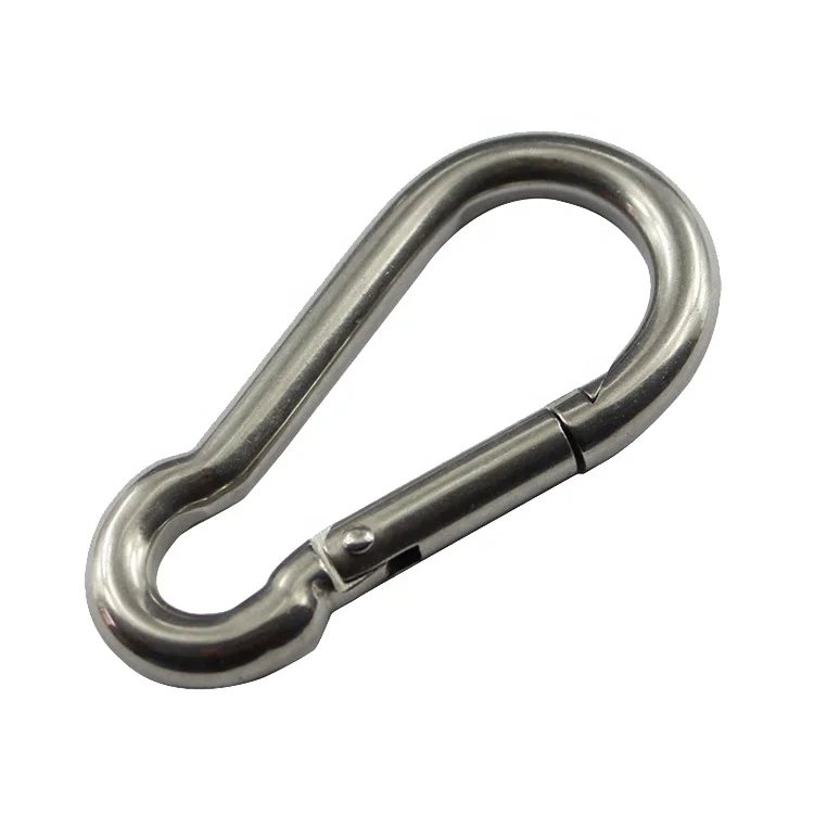 M5 5*50mm Heavy Duty Outdoor Spring Carabiner snaphooks 304 316 Stainless Steel Hook for Automotive Climbing Mining-Plain Finish