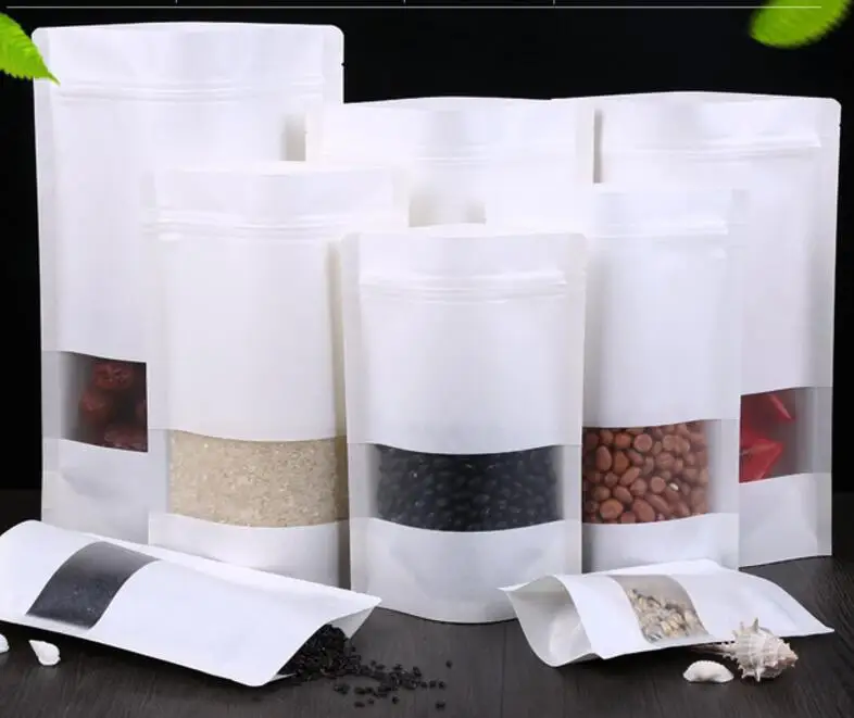  Лучшие продажи ziplock стоьте вверх мешок крафт-бумаги с окном для