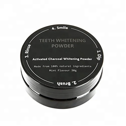 
100% natural charcoal teeth whitening powder, mint flavor 30g 