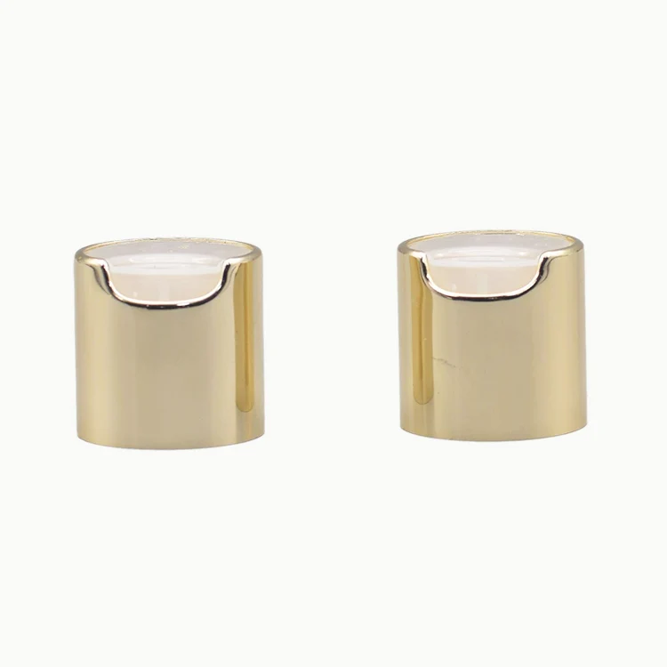 Cosmetic Metal Shiny  Golden Aluminum Shell Screw Lids 18mm 20mm 24mm 28mm 33mm Plastic Disc Top Press Cap For Bottle Jars