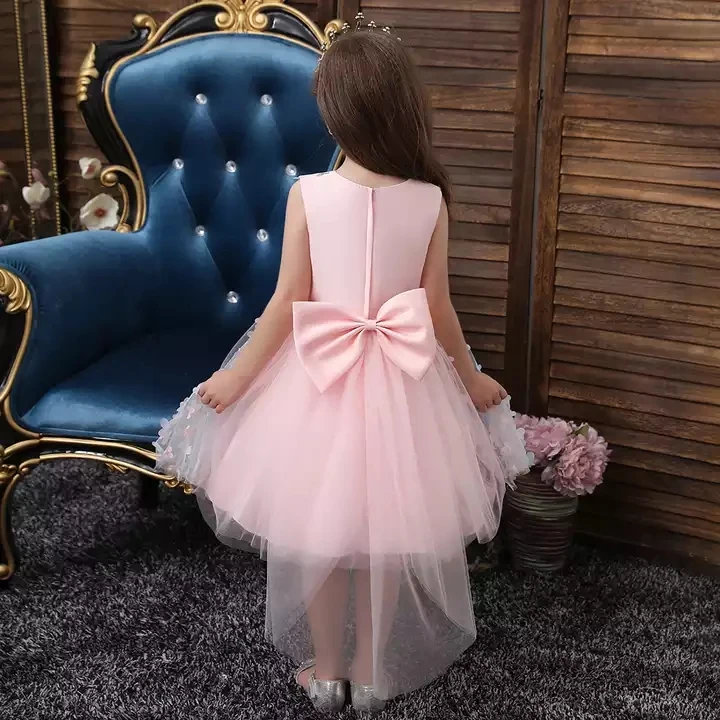 Изысканный розовый свитер с круглым вырезом и цветочным принтом для девочек; Одежда девочек платья малышей Красивая Пышная юбка-пачка вышивкой маленькой девочки От 0 до 6 лет длиной
