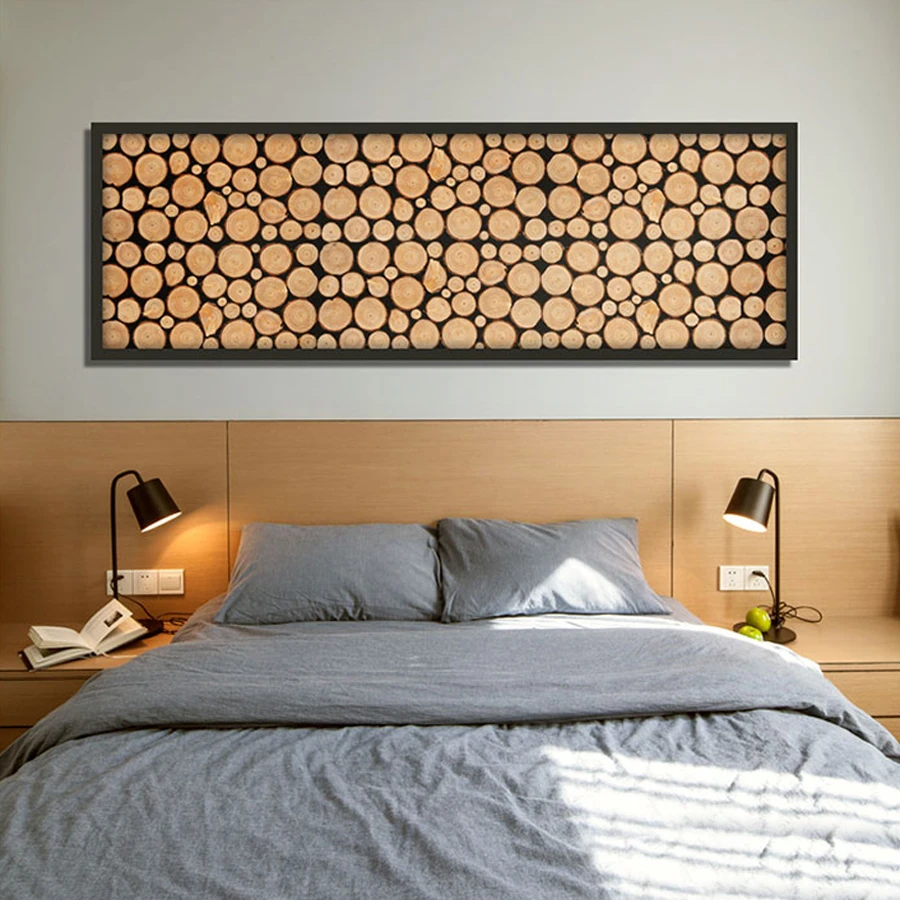 GUCI log pile wooden wall decoration mosaic rough original style wood decor idea