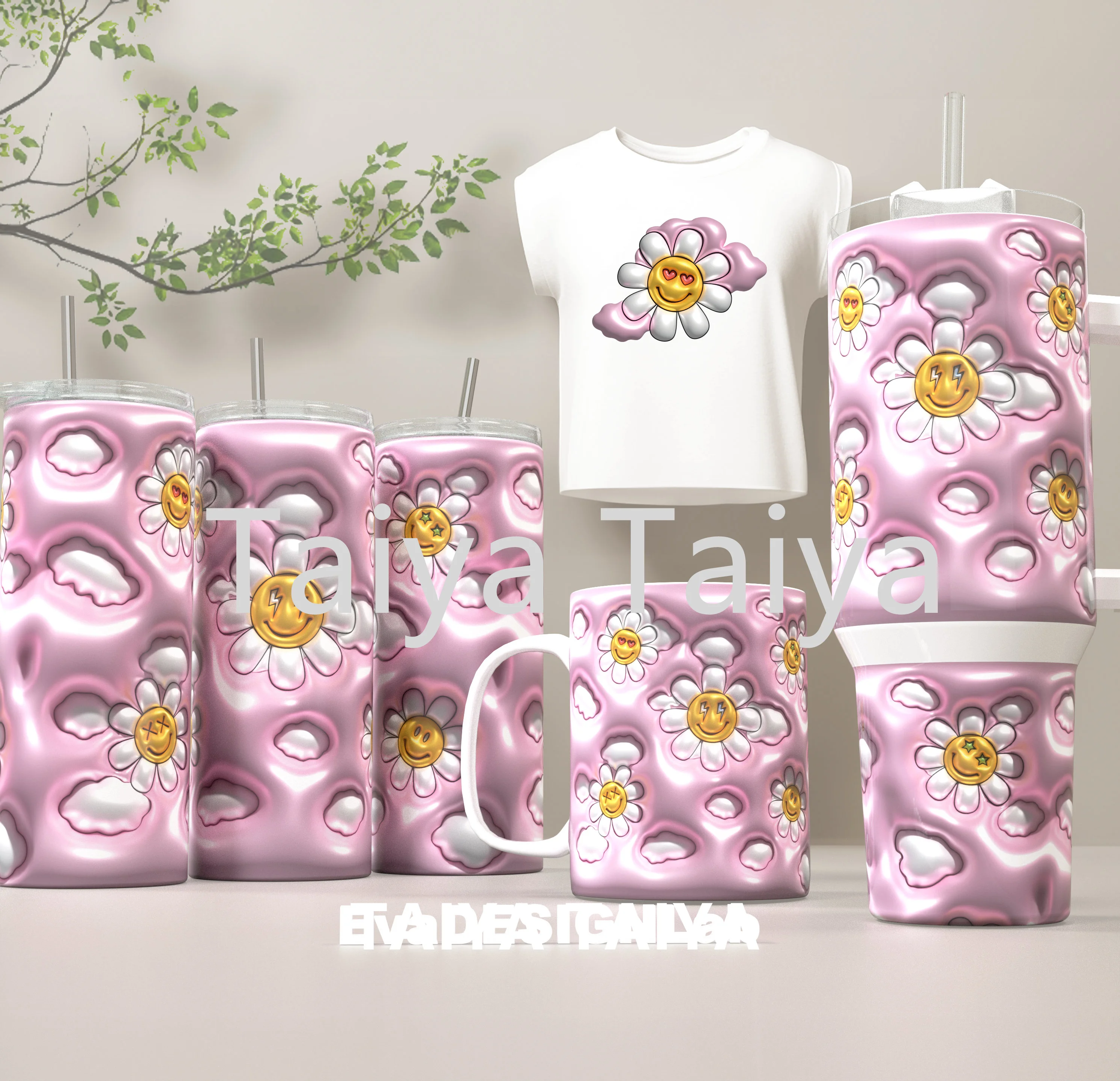 2024 Large Capacity 3D Inflated Puffy 40oz mama football flower tumbler with handle cup double layer cup