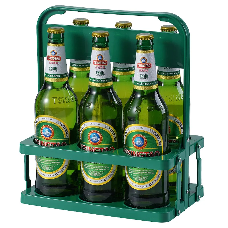 Wholesale Custom Logo 6 Bottles Plastic Beer Collector Bottle Carrier High Quality Foldable Plastic Drink Carrier with Handle