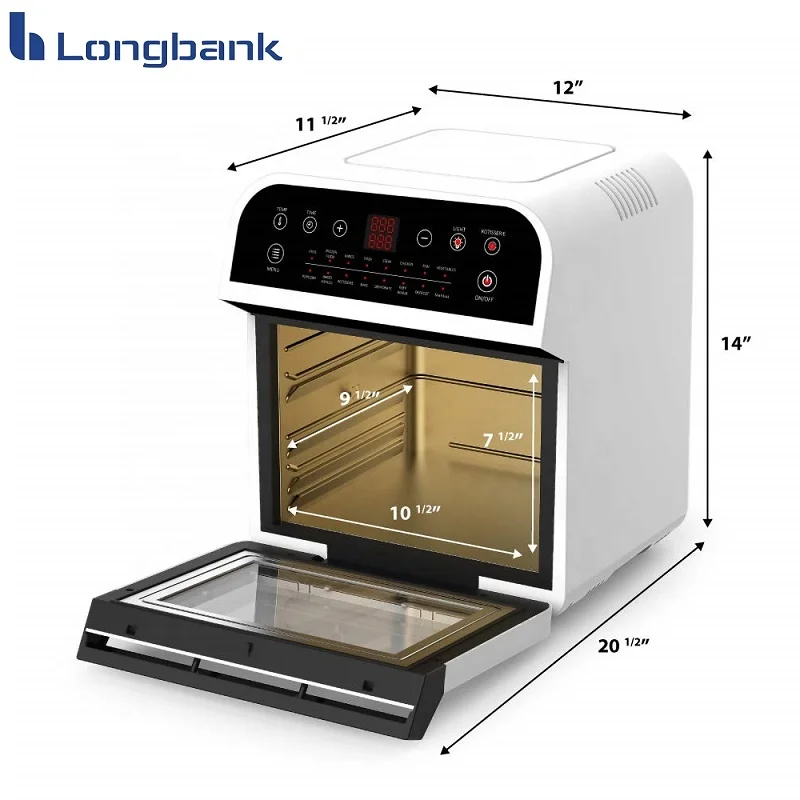 Longbank 2300W Amazon hot sale portable compact oil-free fryer electric air fryer toaster oven