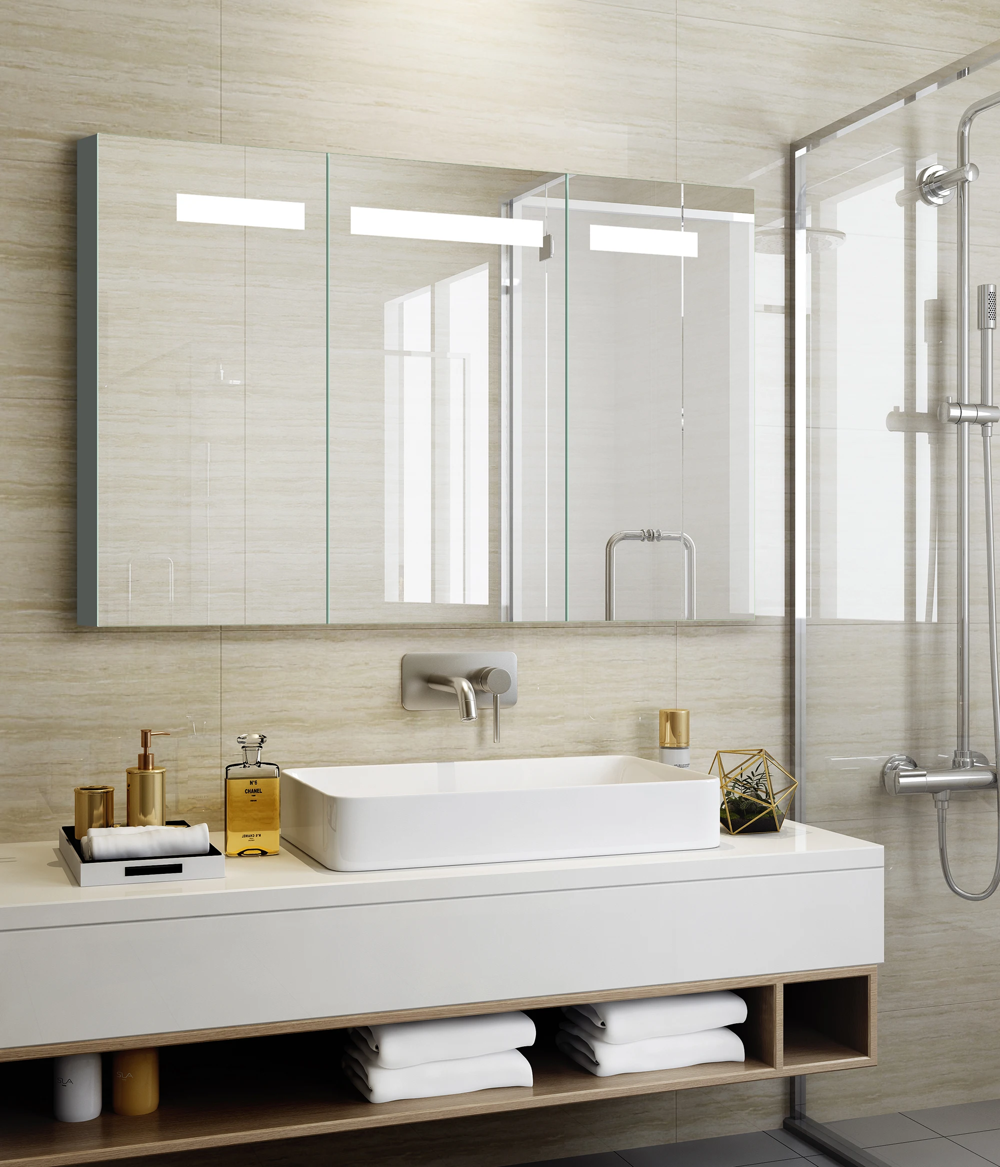 led shaving smart illuminated bathroom home goods lighted makeup mirror guangzhou vercon Medicine cabinet espejo led touch