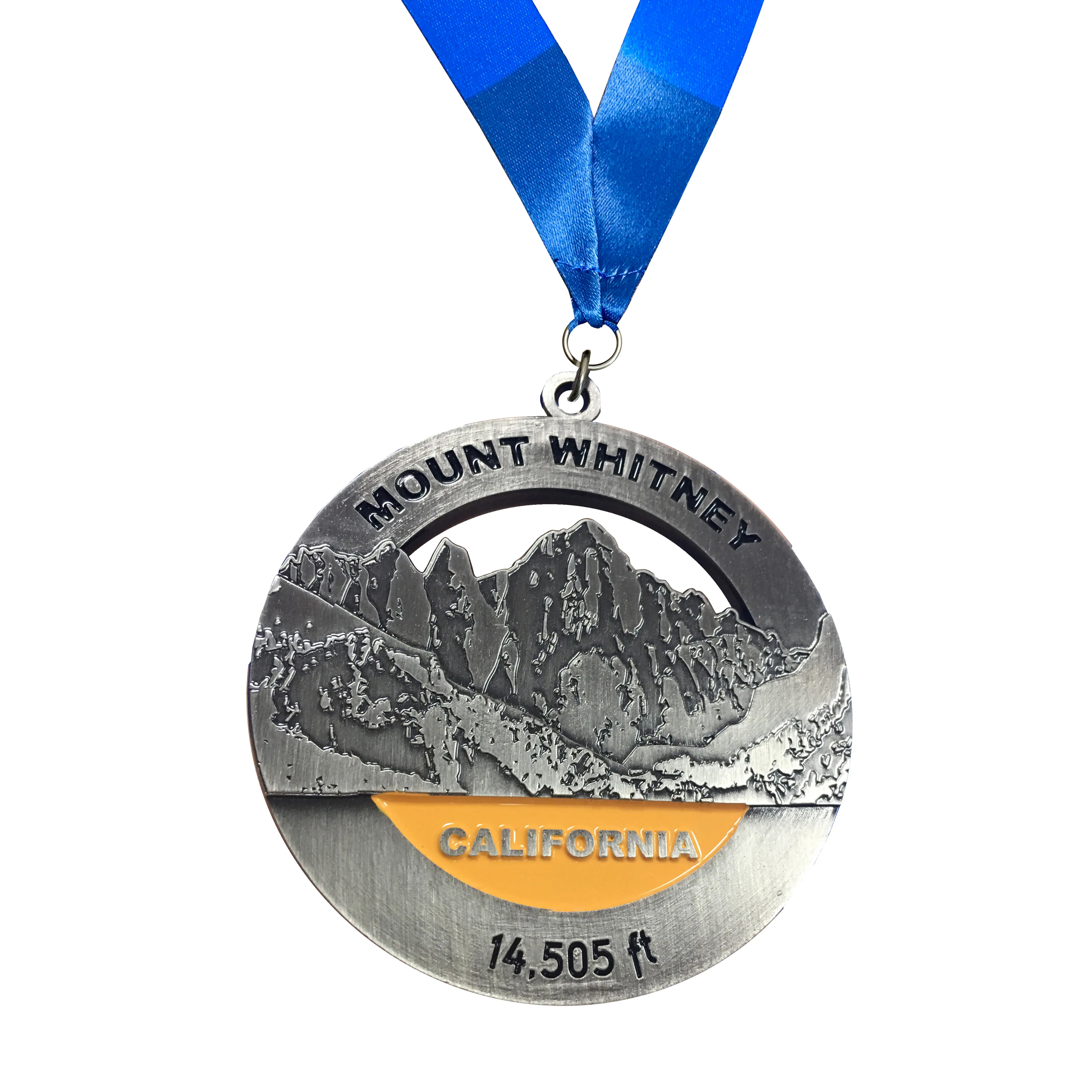 Antique Silver Land View Design 3D Sport Medal Sport Medallion Custom Trail Marathon Medal Sports Medals