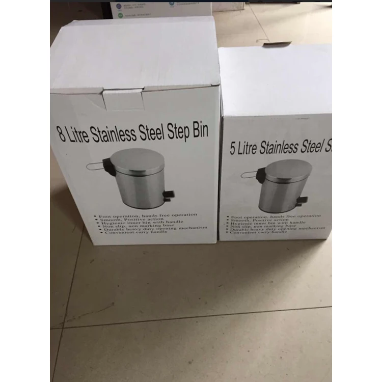 IMPA 174152 Bathroom Kitchen tread-plate stainless steel trash bin with plastic inner bucket 5L/12L/20L