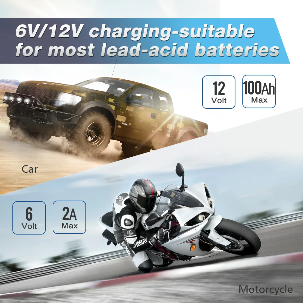 ETL 110V Smart Battery High Power 6V/12V 2A Automatic Electric Power Portable Car Battery Charger