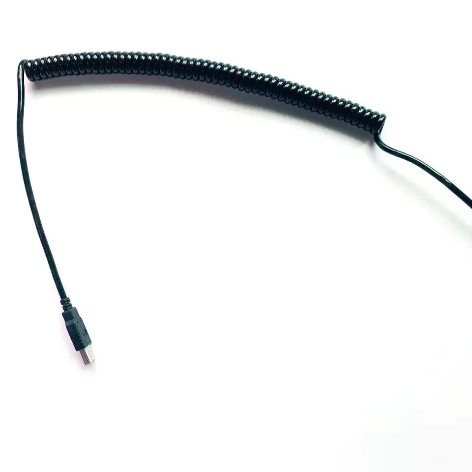 Electrical spiral cables Spiral coiled wire cable Coiled extension cords with USB plug