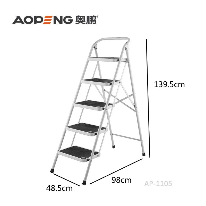 5 step white luxury home multi - function folding iron ladder