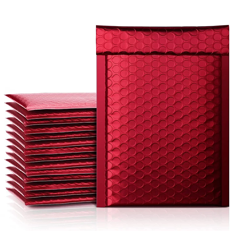 Factory Price Co-extruded Metallic Red Gold Bubble Mailers Padded Bubble Courier Bags