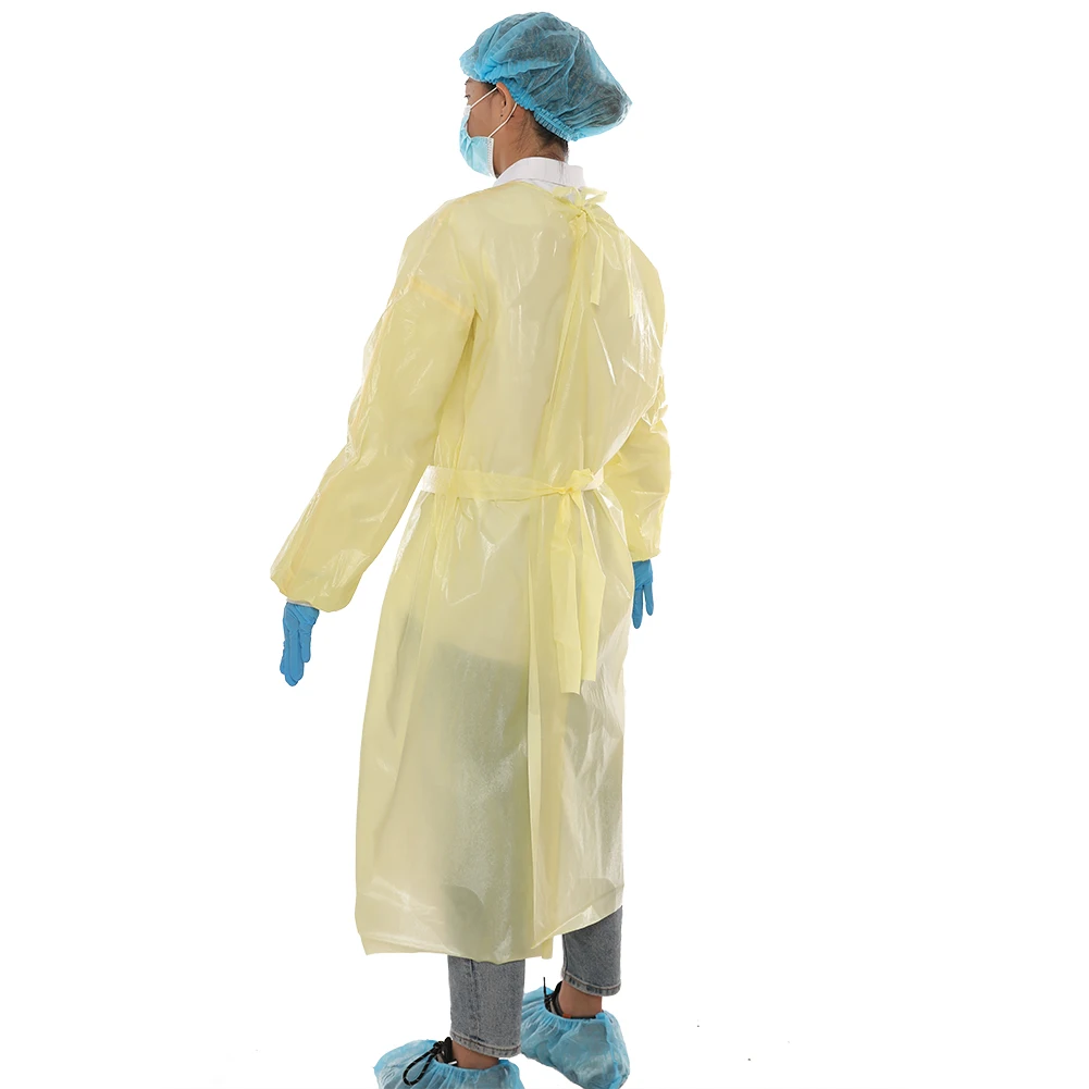 Wholesale ASTM Level 4 PP PE Coated Fully Taped Waterproof  Yellow Disposable Medical Surgical isolation Gown