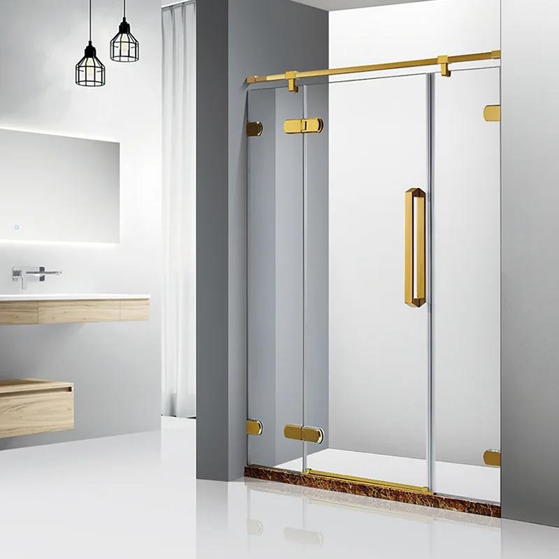 Modern design square corner shower cabins frameless hinge bathroom acrylic shower door