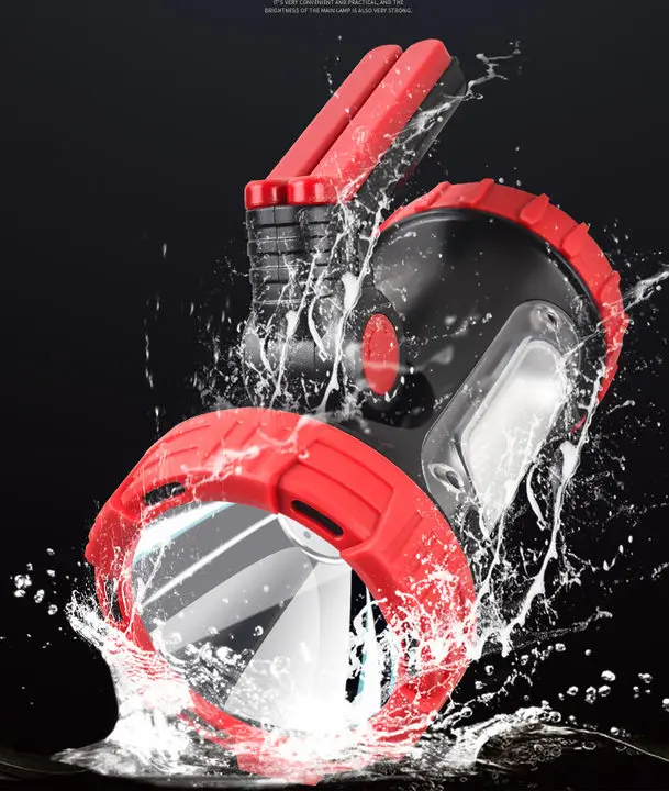 Outdoor Tent Emergency IPX67 Handheld Flashlight Spotlight Torch Camping Lantern Rechargeable Side Lights LED Searchlight