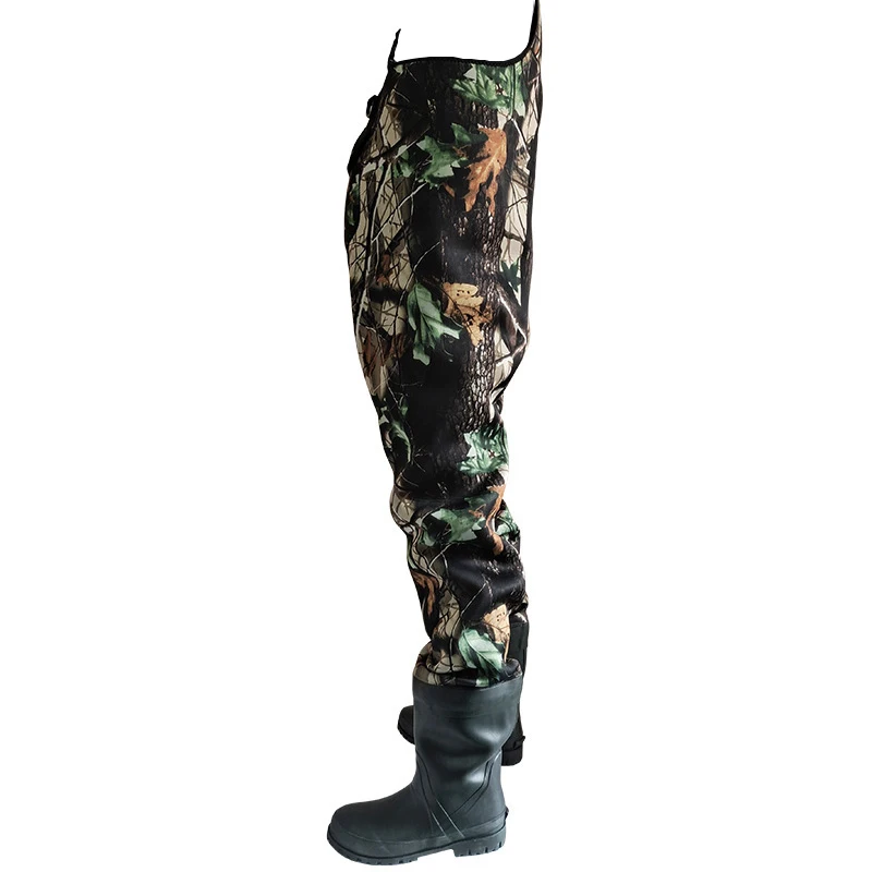 high quality outdoor hunting neoprene breathable fishing chest wader pants with boots