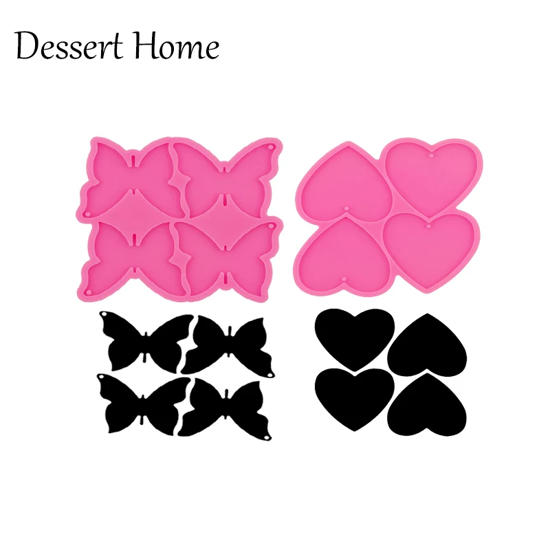 DY1658 Shiny 2.5inch Butterfly Silicone Molds, Heart Shape Chocolate Gummy Candy Cake Decorating Tools, Resin Epoxy Mold