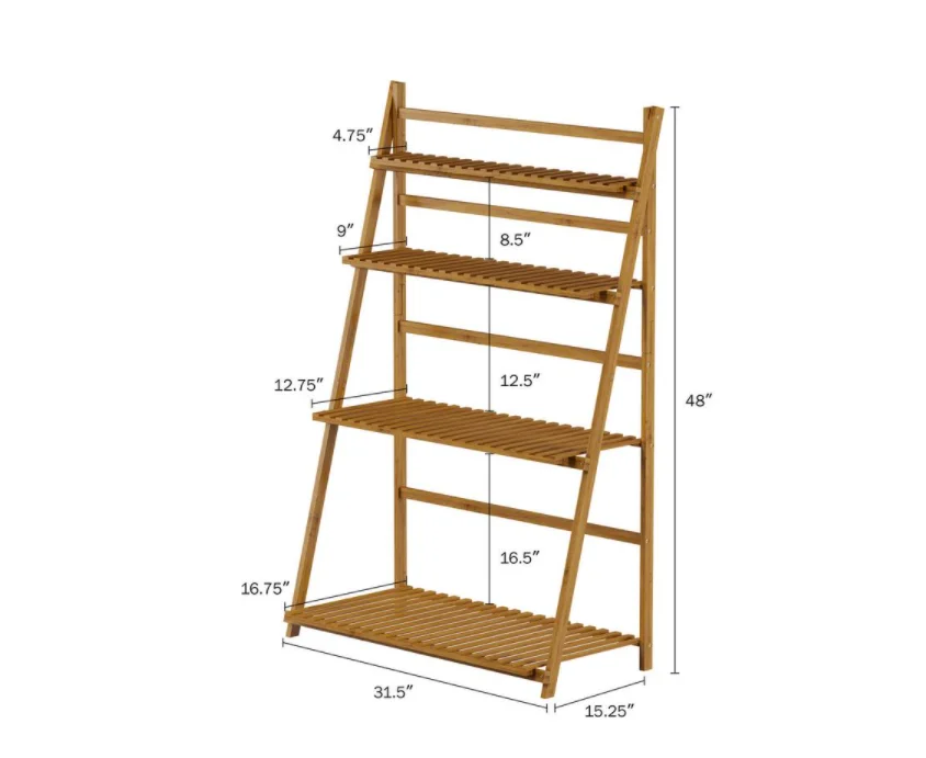 Бамбуковая лестница, полка, растительная Цветочная стойка, стеллаж для хранения, натуральный книжный шкаф, книжная полка