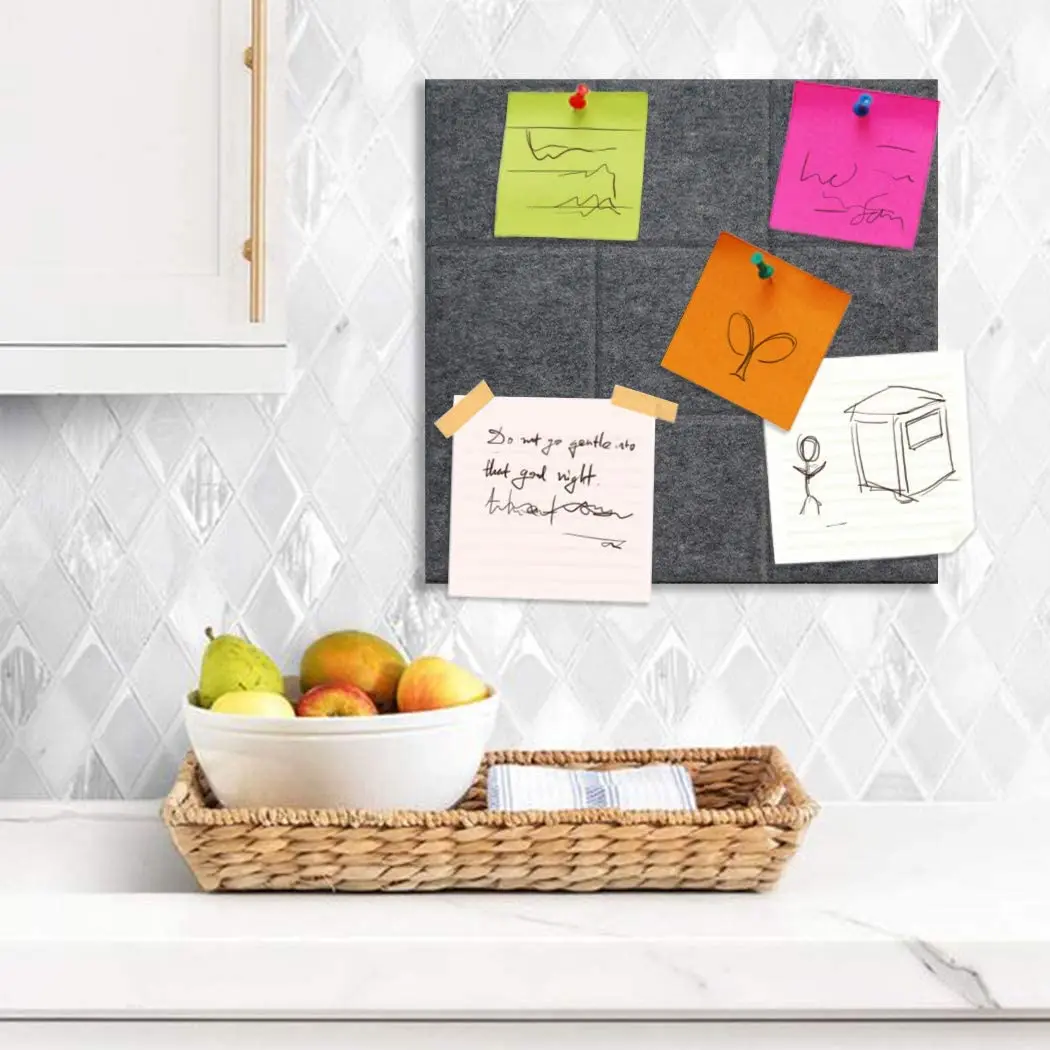 
Home Office Classroom Wall Decor Memo Notice Board Large Square Felt Bulletin Pin Board Tiles with Push Pins 