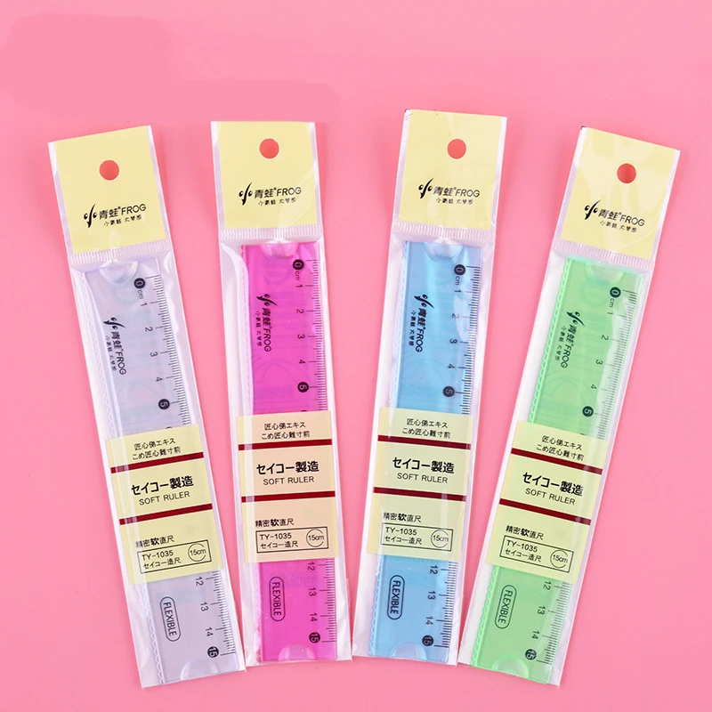 2022 Custom New Style Creative Candy Color Ruler Transparent Ruler Plastic Straight Ruler